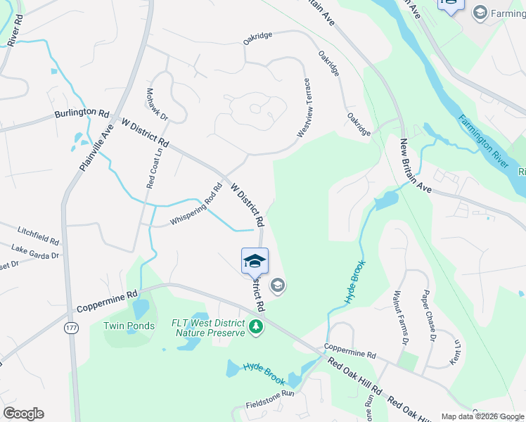 map of restaurants, bars, coffee shops, grocery stores, and more near 86 West District Road in Farmington