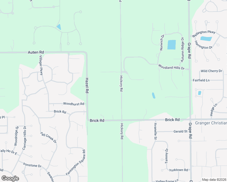 map of restaurants, bars, coffee shops, grocery stores, and more near 51645-51999 Hickory Road in Granger