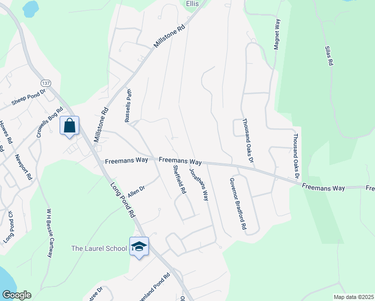map of restaurants, bars, coffee shops, grocery stores, and more near 42 Beach Plum Lane in Brewster