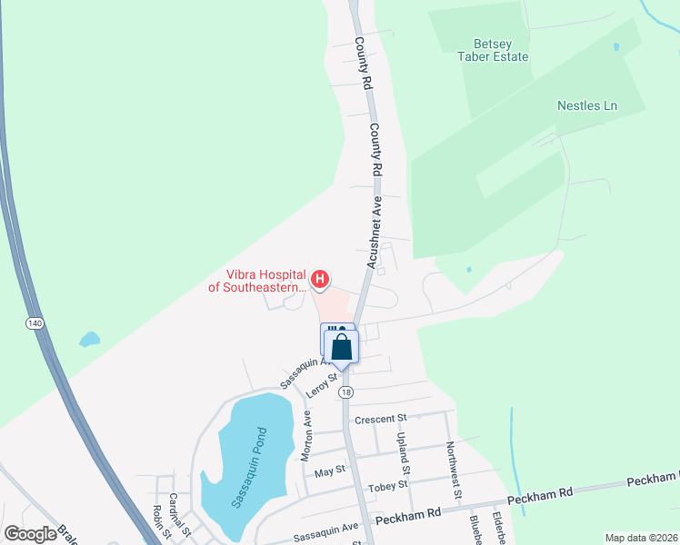 map of restaurants, bars, coffee shops, grocery stores, and more near 4569 Acushnet Ave in New Bedford