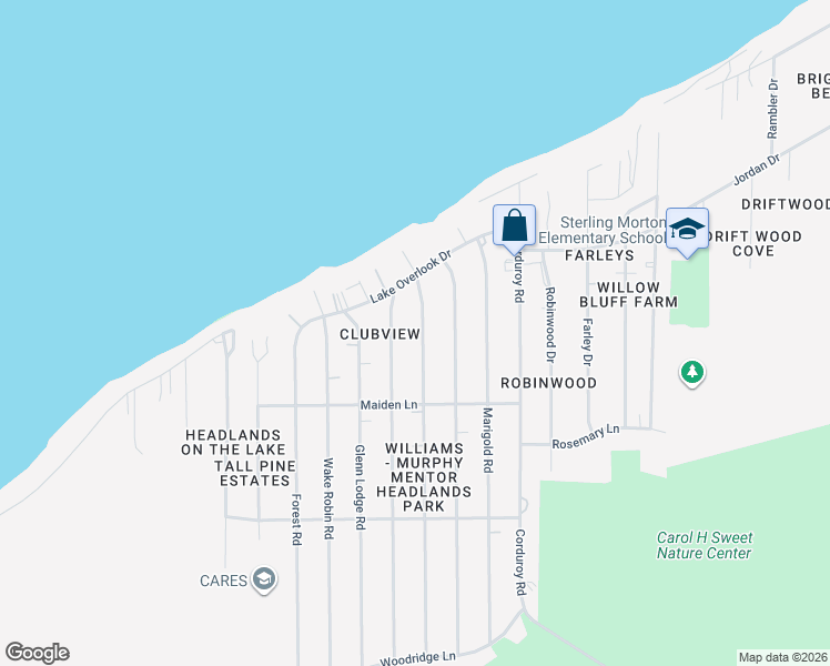 map of restaurants, bars, coffee shops, grocery stores, and more near 4733 Brooksdale Road in Mentor