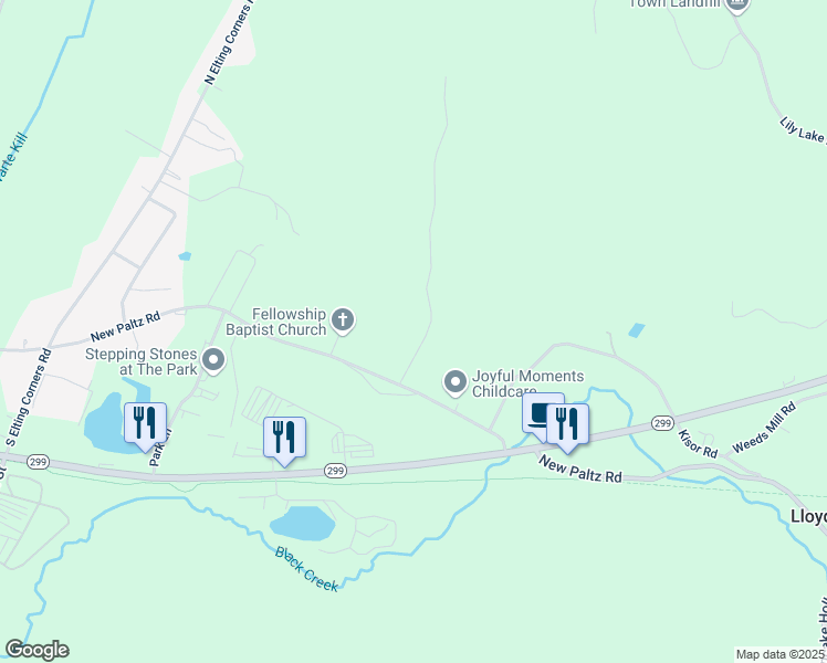 map of restaurants, bars, coffee shops, grocery stores, and more near 12 Roxanne Boulevard in Highland