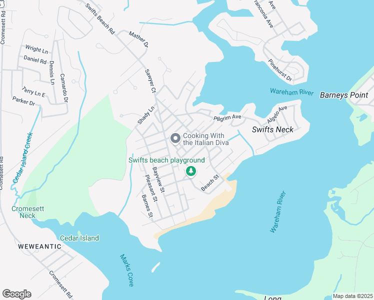 map of restaurants, bars, coffee shops, grocery stores, and more near 20 Vernal Street in Wareham