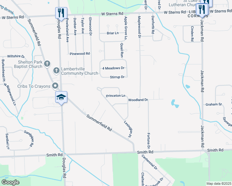 map of restaurants, bars, coffee shops, grocery stores, and more near 2158 Camden Lane in Temperance