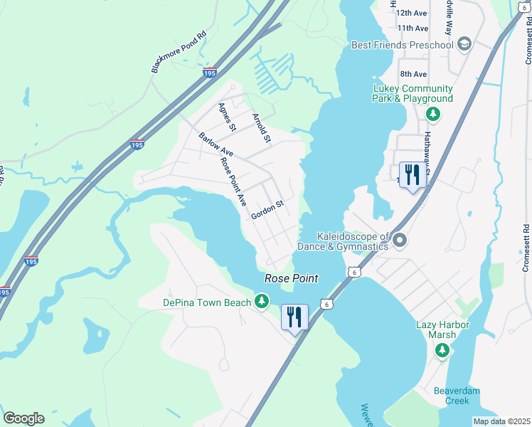 map of restaurants, bars, coffee shops, grocery stores, and more near 5 Gordon Street in Wareham