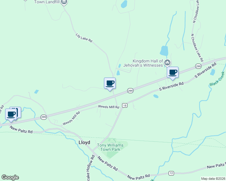 map of restaurants, bars, coffee shops, grocery stores, and more near 23 Lily Lake Rd in Highland