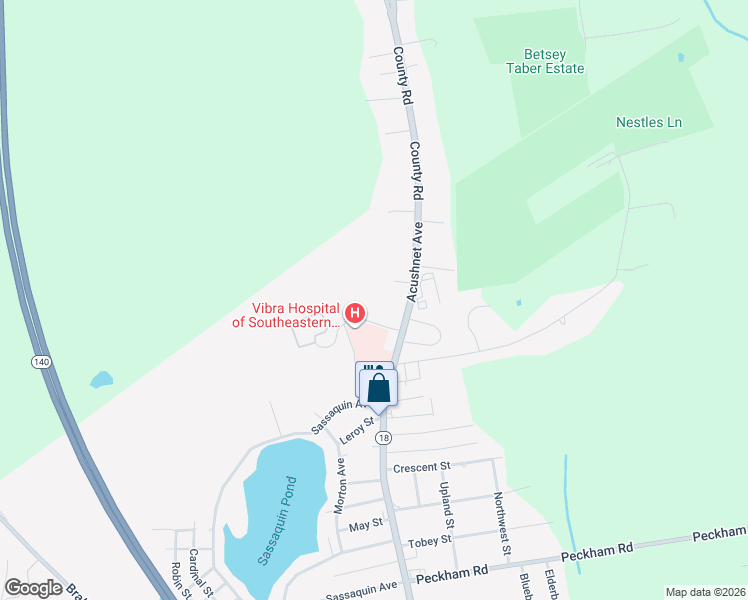 map of restaurants, bars, coffee shops, grocery stores, and more near 4569 Acushnet Avenue in New Bedford