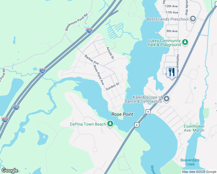 map of restaurants, bars, coffee shops, grocery stores, and more near 32 Rose Point Avenue in Wareham