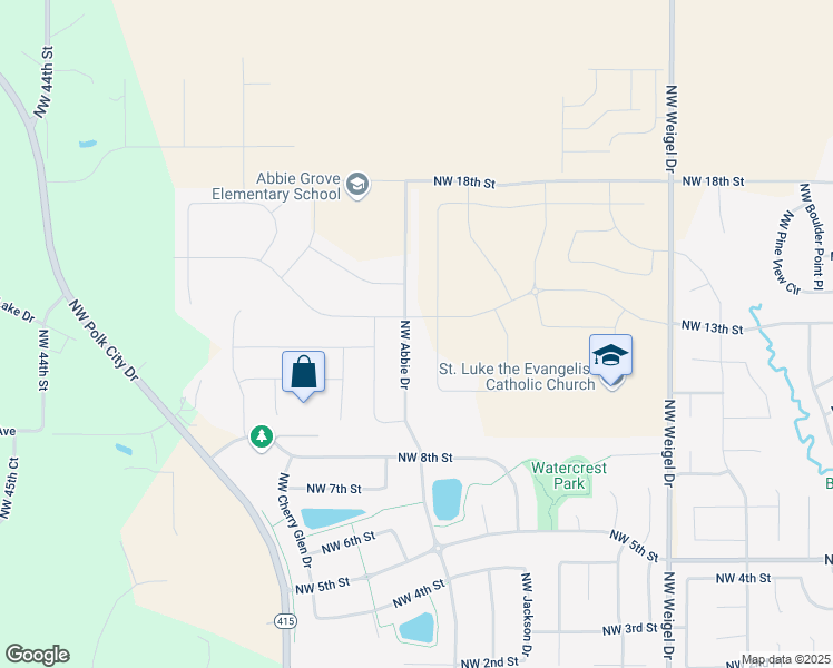 map of restaurants, bars, coffee shops, grocery stores, and more near 1205 Abbie Drive in Ankeny