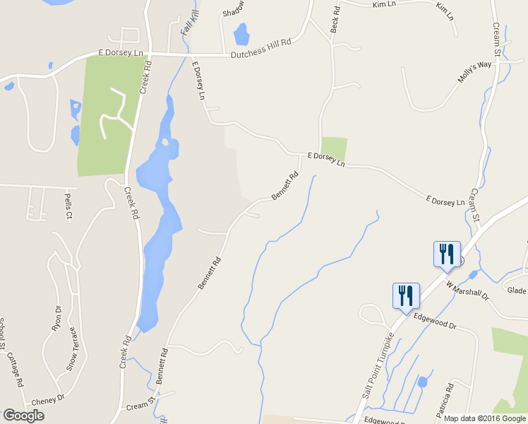 map of restaurants, bars, coffee shops, grocery stores, and more near 19 Bennett Road in Poughkeepsie