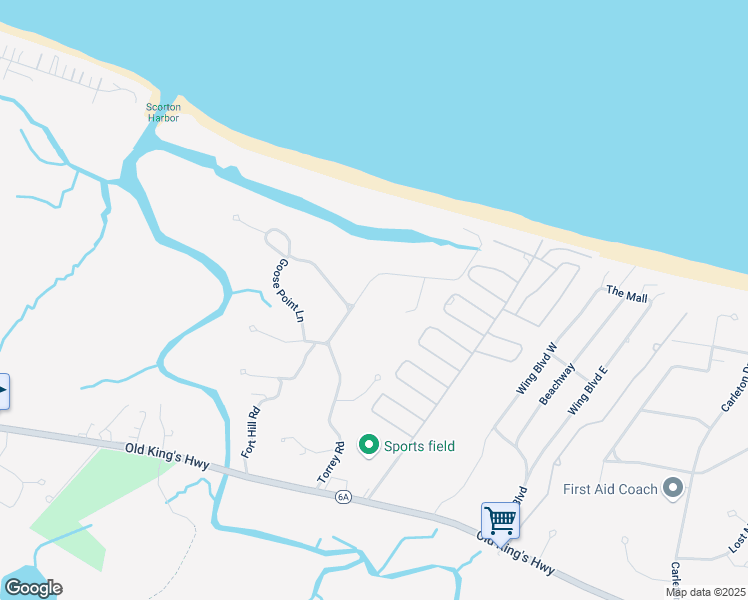 map of restaurants, bars, coffee shops, grocery stores, and more near 36 Torrey Road in Sandwich