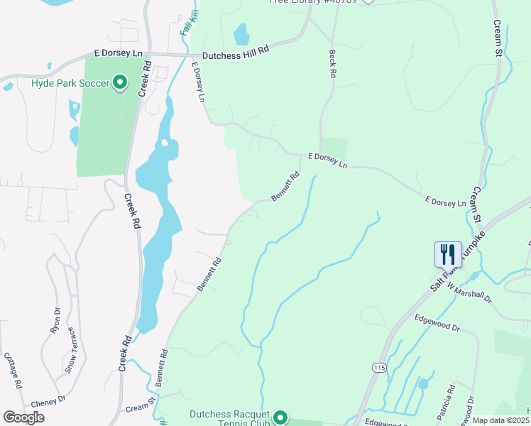 map of restaurants, bars, coffee shops, grocery stores, and more near 19 Bennett Road in Poughkeepsie