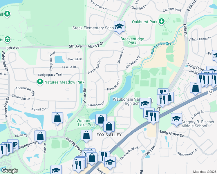 map of restaurants, bars, coffee shops, grocery stores, and more near 791 Inverness Drive in Aurora