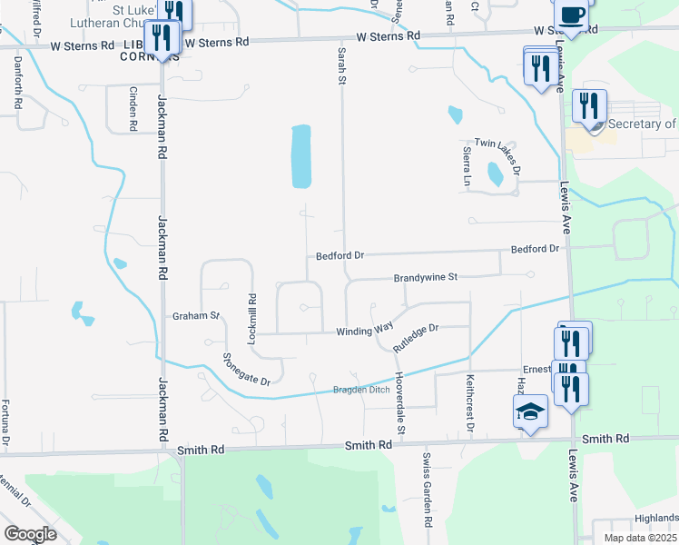 map of restaurants, bars, coffee shops, grocery stores, and more near 1425 Granby Street in Temperance