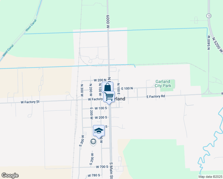 map of restaurants, bars, coffee shops, grocery stores, and more near 2 East 100 North in Garland