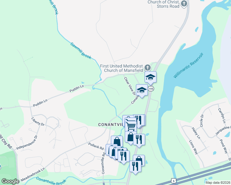 map of restaurants, bars, coffee shops, grocery stores, and more near 25 Pine Ridge Lane in Mansfield