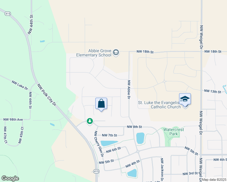 map of restaurants, bars, coffee shops, grocery stores, and more near 5015 Northwest 13th Street in Polk City