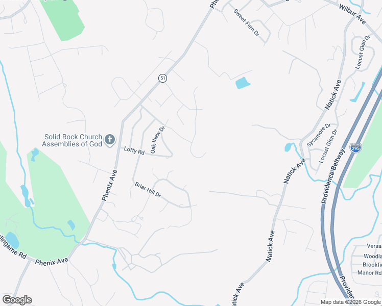 map of restaurants, bars, coffee shops, grocery stores, and more near 65 Cohasset Lane in Cranston