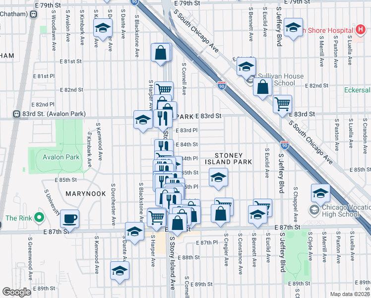 map of restaurants, bars, coffee shops, grocery stores, and more near in Chicago
