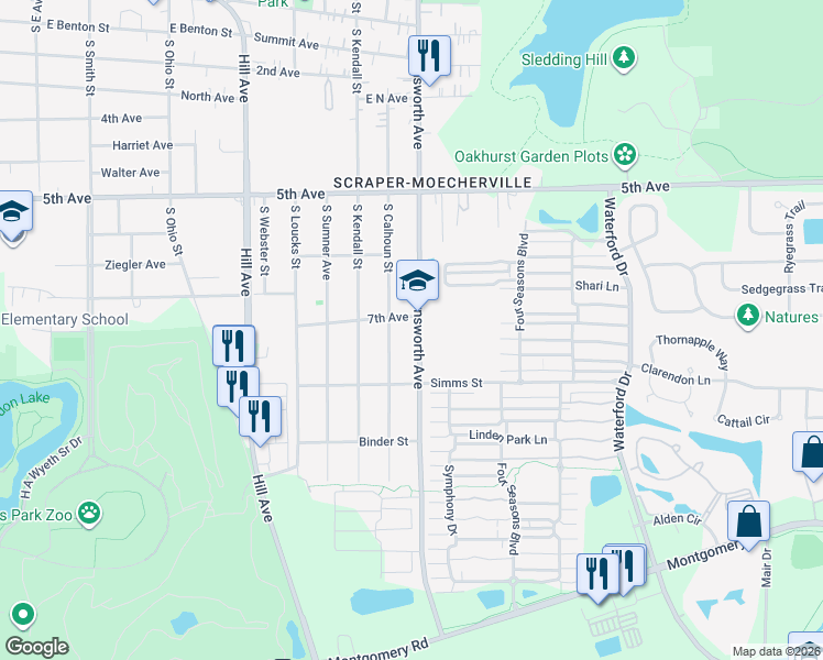 map of restaurants, bars, coffee shops, grocery stores, and more near 700 South Farnsworth Avenue in Aurora