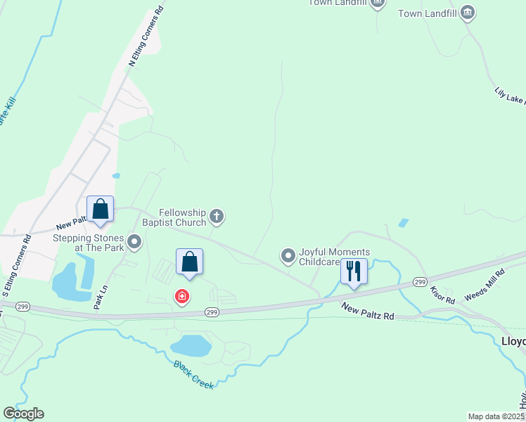 map of restaurants, bars, coffee shops, grocery stores, and more near 12 Roxanne Boulevard in Highland