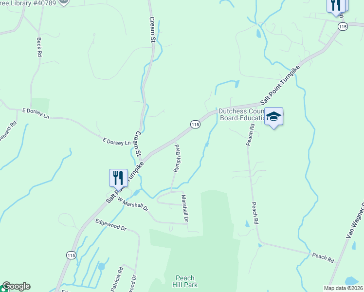 map of restaurants, bars, coffee shops, grocery stores, and more near 546 Salt Point Turnpike in Poughkeepsie
