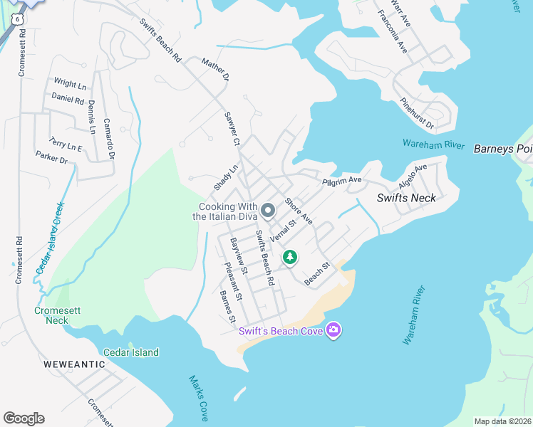 map of restaurants, bars, coffee shops, grocery stores, and more near in Wareham