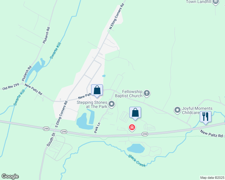 map of restaurants, bars, coffee shops, grocery stores, and more near 695-699 New Paltz Rd in Highland