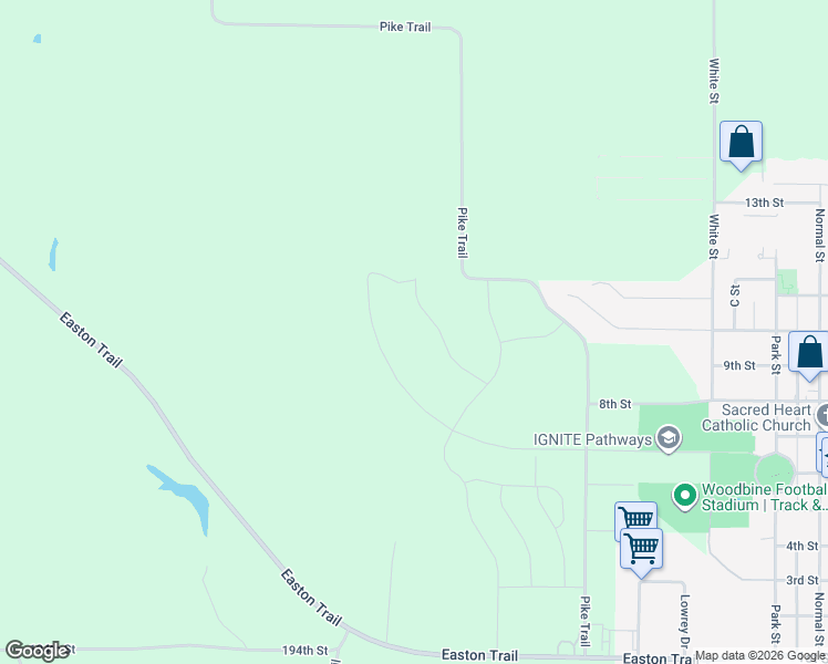 map of restaurants, bars, coffee shops, grocery stores, and more near 112 Ridgeline Road in Woodbine