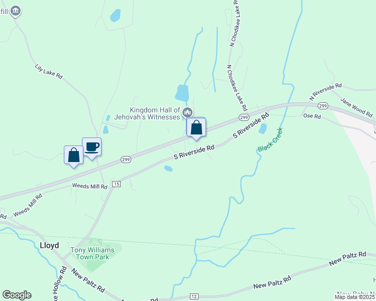 map of restaurants, bars, coffee shops, grocery stores, and more near 202 S Riverside Rd in Highland