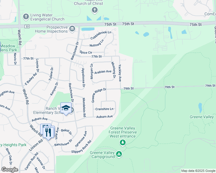 map of restaurants, bars, coffee shops, grocery stores, and more near 1654 Friar Lane in Naperville