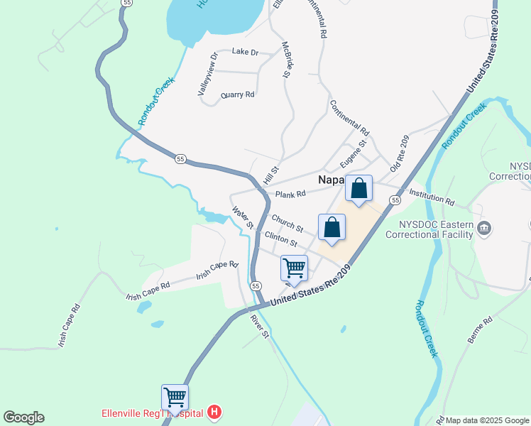 map of restaurants, bars, coffee shops, grocery stores, and more near 44 State Route 55 in Napanoch