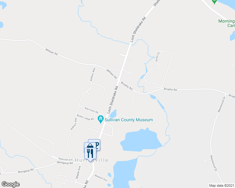 map of restaurants, bars, coffee shops, grocery stores, and more near 314 Main Street in Hurleyville