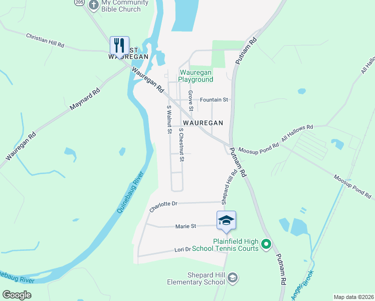 map of restaurants, bars, coffee shops, grocery stores, and more near 15 1st Street in Plainfield