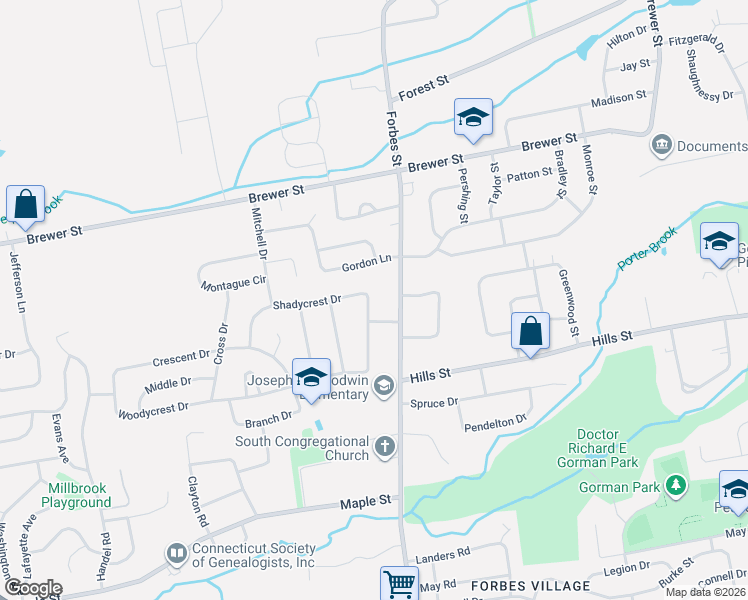 map of restaurants, bars, coffee shops, grocery stores, and more near 24 Shadycrest Drive in East Hartford
