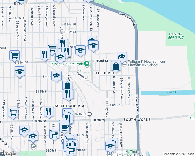 map of restaurants, bars, coffee shops, grocery stores, and more near 8405 Old U.S. 41 in Chicago