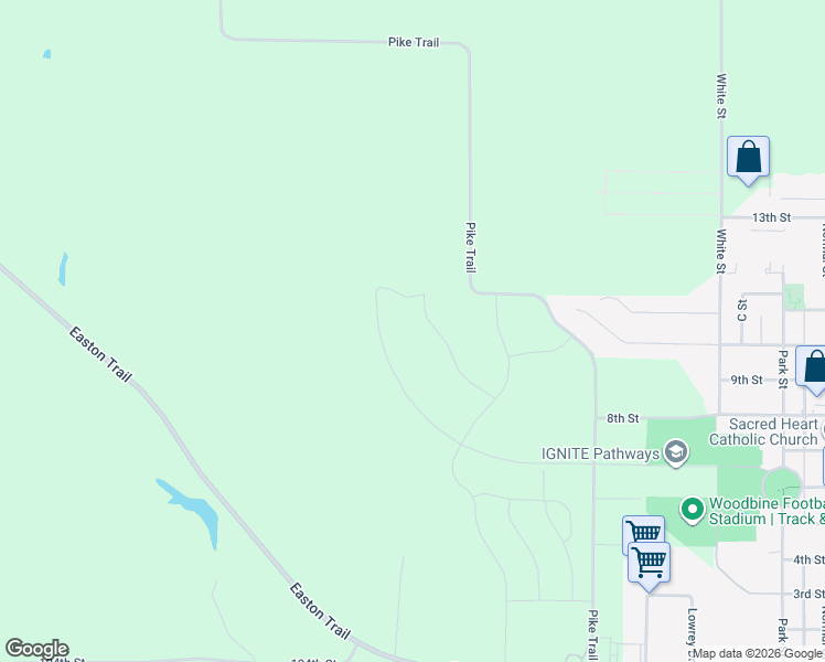 map of restaurants, bars, coffee shops, grocery stores, and more near 112 Ridgeline Road in Woodbine