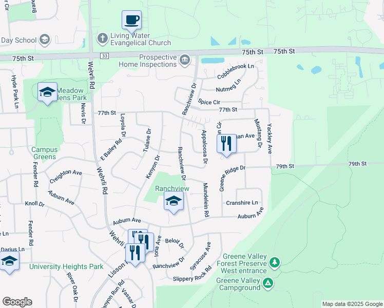 map of restaurants, bars, coffee shops, grocery stores, and more near 1840 Shetland Road in Naperville