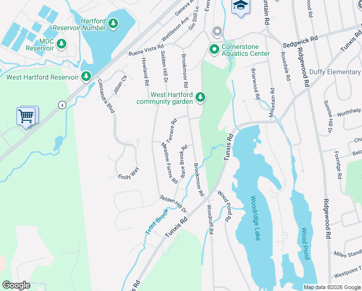 map of restaurants, bars, coffee shops, grocery stores, and more near 37 Race Brook Road in West Hartford