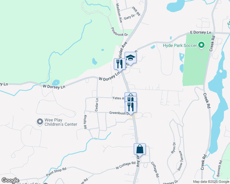 map of restaurants, bars, coffee shops, grocery stores, and more near 10 Walnut Street in Poughkeepsie