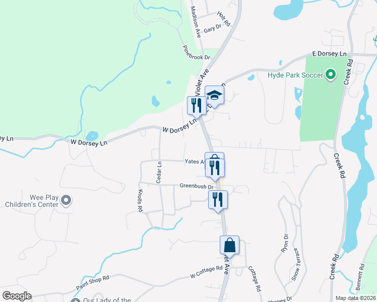 map of restaurants, bars, coffee shops, grocery stores, and more near 10 Walnut Street in Poughkeepsie