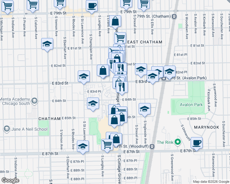 map of restaurants, bars, coffee shops, grocery stores, and more near in Chicago