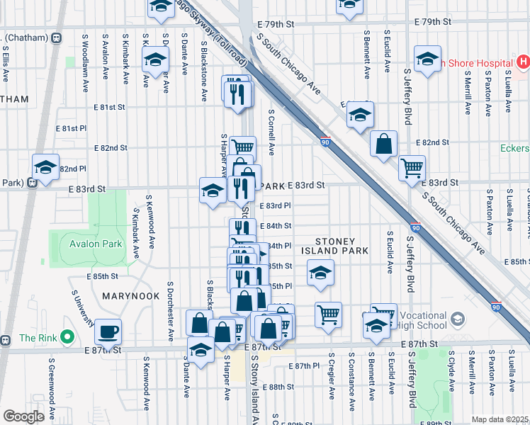 map of restaurants, bars, coffee shops, grocery stores, and more near in Chicago