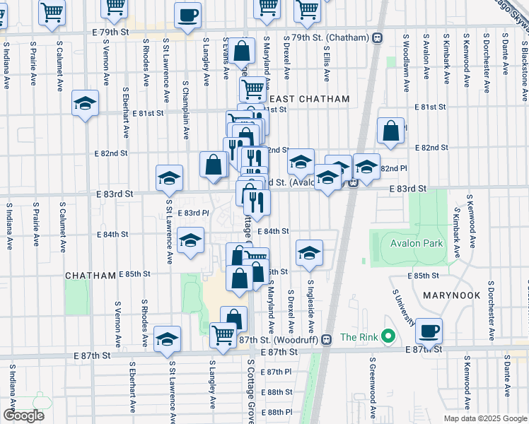 map of restaurants, bars, coffee shops, grocery stores, and more near in Chicago