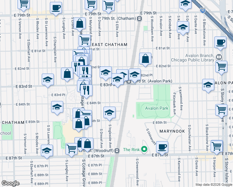 map of restaurants, bars, coffee shops, grocery stores, and more near in Chicago