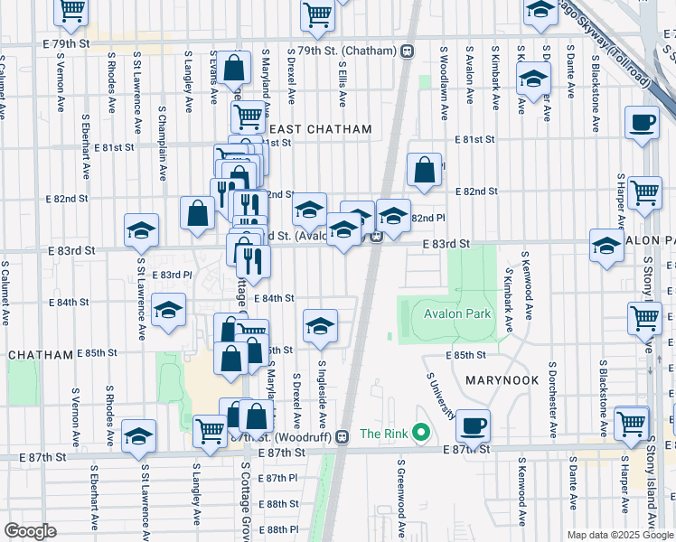 map of restaurants, bars, coffee shops, grocery stores, and more near in Chicago