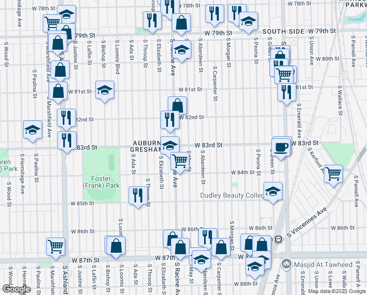 map of restaurants, bars, coffee shops, grocery stores, and more near in Chicago