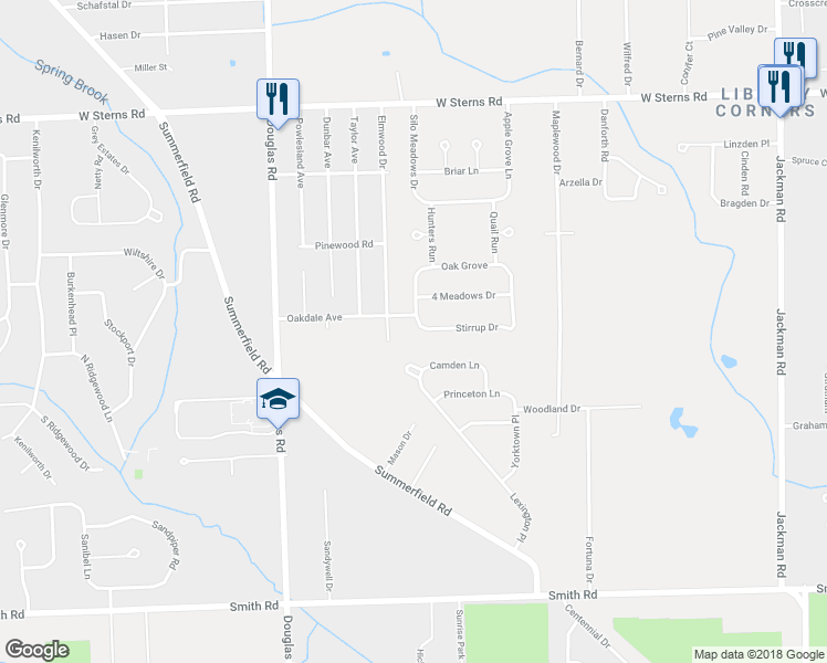 map of restaurants, bars, coffee shops, grocery stores, and more near 2191 Stirrup Drive in Temperance