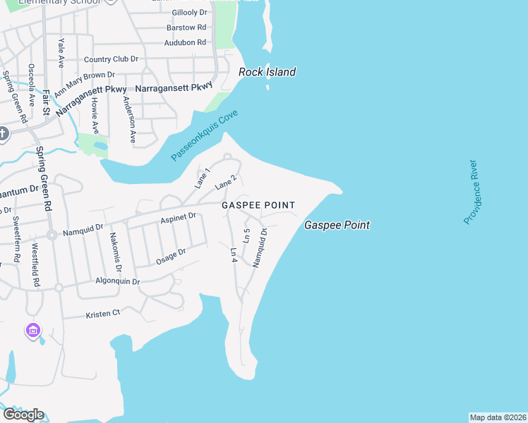 map of restaurants, bars, coffee shops, grocery stores, and more near 6 Ln 6 in Warwick