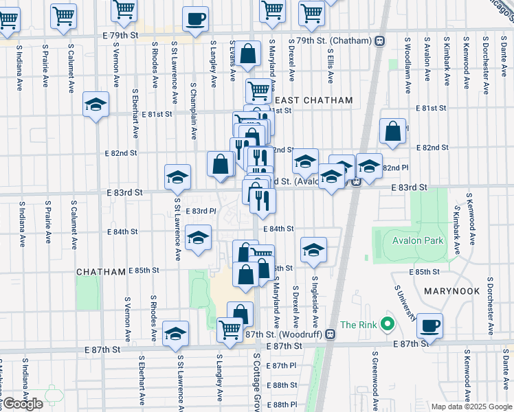 map of restaurants, bars, coffee shops, grocery stores, and more near in Chicago